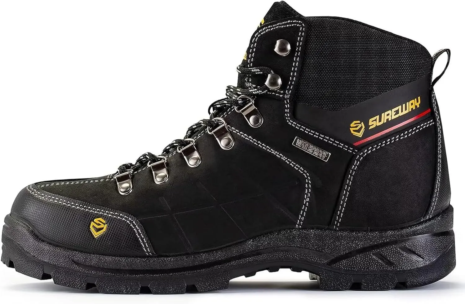 SUREWAY Mens Waterproof Steel Toe Work Boots/Shoes for Men,Genuine Full Grain Leather,Durable& Comfortable,Lightweight,Oil/Slip Resistant