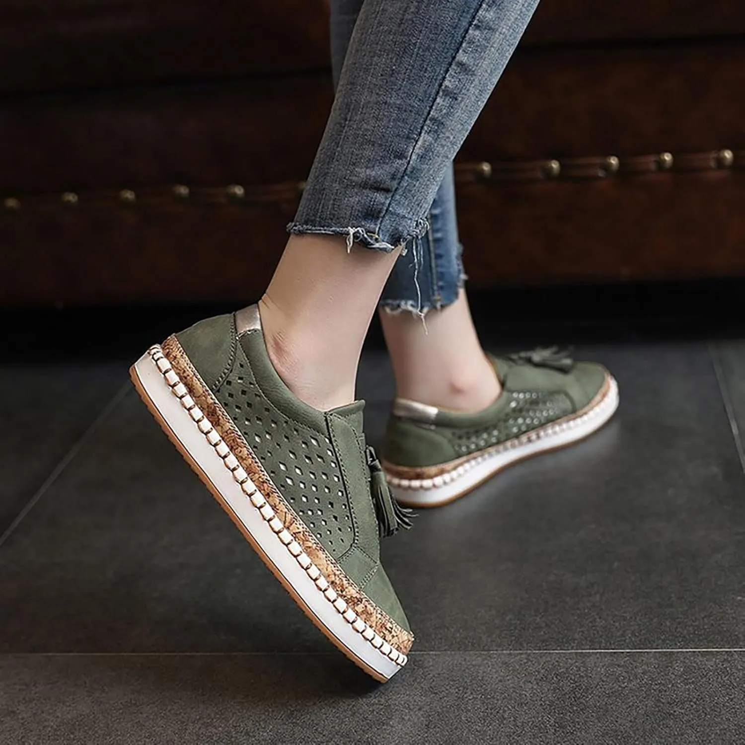 Tennis Shoes Women Lether Dress Casual Shoes Fashion Sneakers 2025 Women's Woven Orthopedic Breathable Soft Brown Tennis Shoe Cross Trainer Shoe