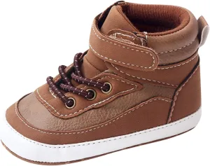 Toddler Baby High Tops Ankle Sneakers Infant Boys Girls PU Leather Soft Anti-Slip Sole Prewalker First Walking Shoes