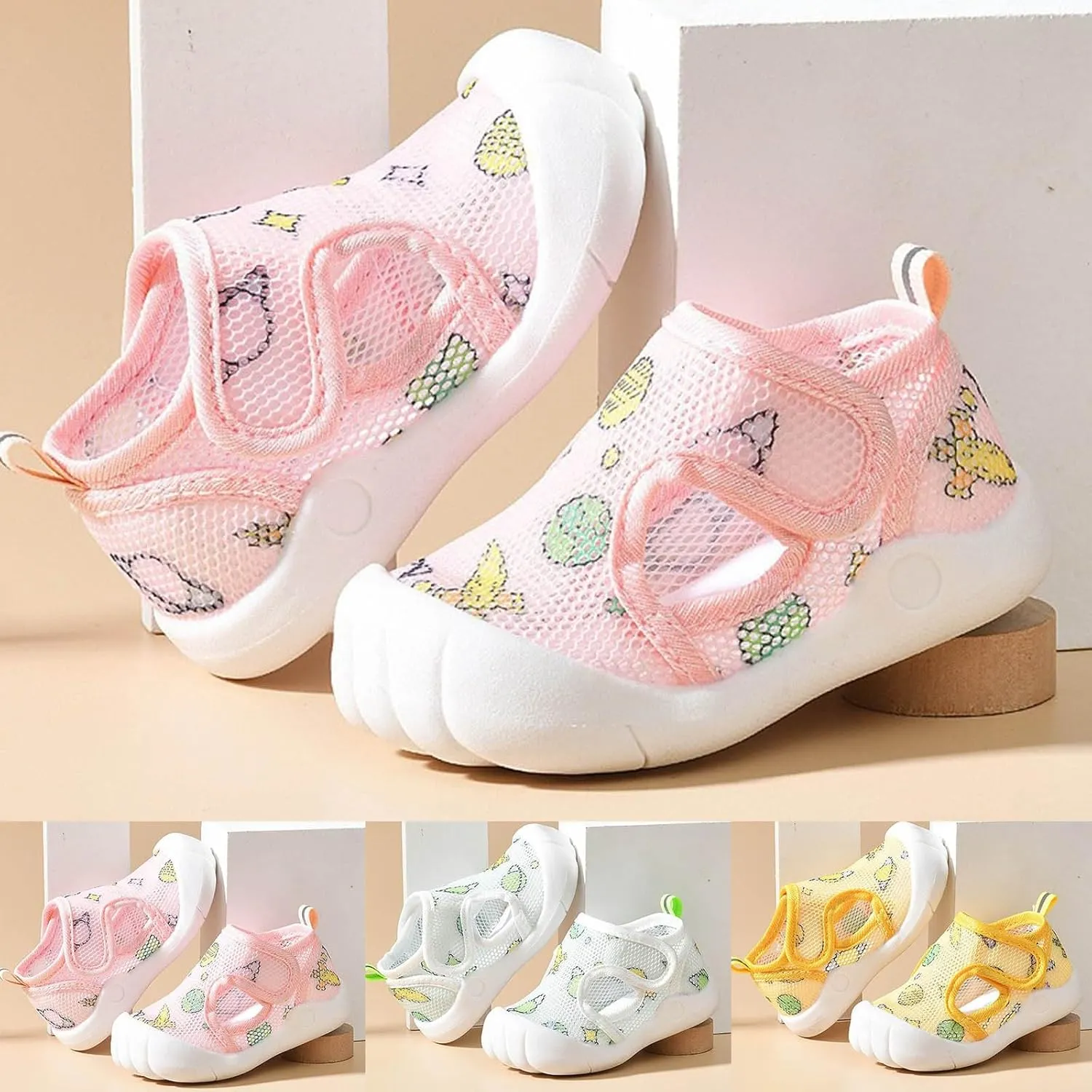 Toddler Walking Shoes Quick Dry Non-Slip Soft Sole Sneakers Summer Closed Toe Lightweight Breathable First Walking Shoes