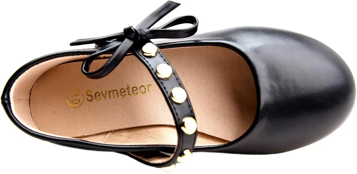 Toddler/Little Kid Girls Mary Jane Ballerina Flats Girl Dress Shoes for Wedding Party Ballet Flat Shoes