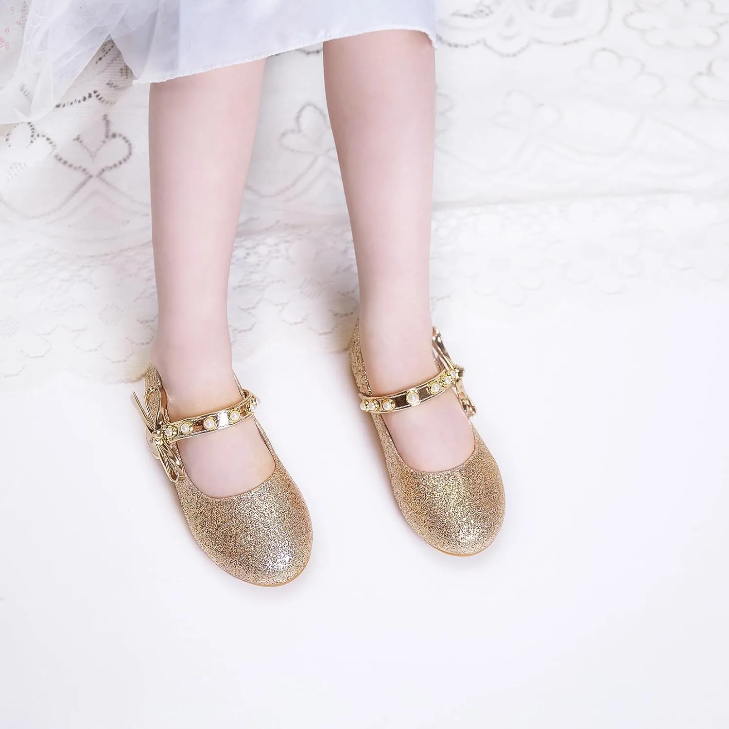Toddler/Little Kid Girls Mary Jane Ballerina Flats Girl Dress Shoes for Wedding Party Ballet Flat Shoes
