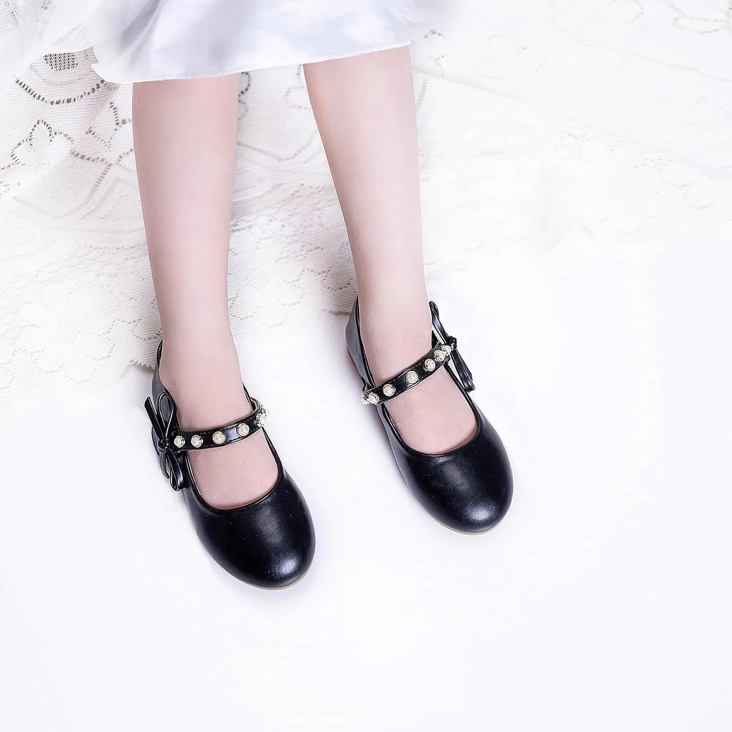Toddler/Little Kid Girls Mary Jane Ballerina Flats Girl Dress Shoes for Wedding Party Ballet Flat Shoes