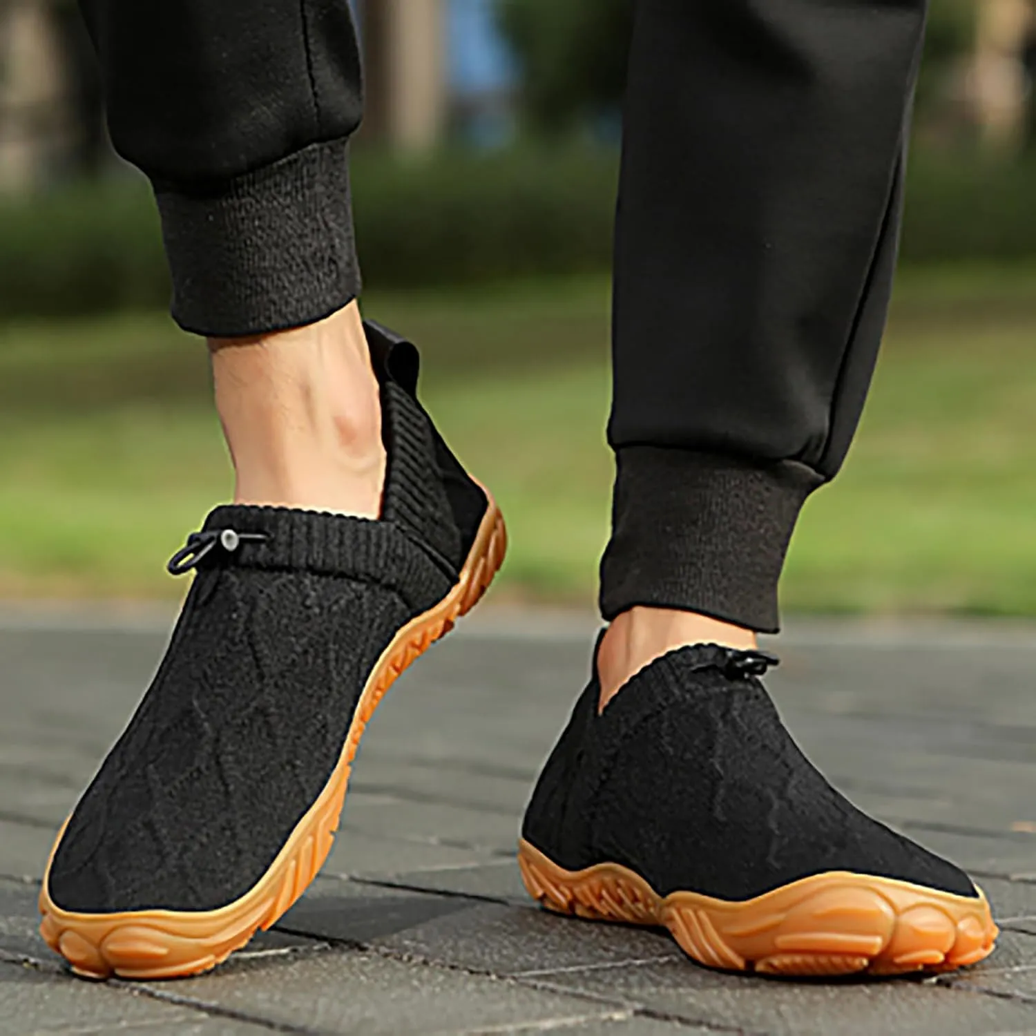 Tongzone Men's Wide Toe Box Barefoot Shoes Slip-On Running Sneakers Trail-Runners Zero Drop Sole Walking Shoes