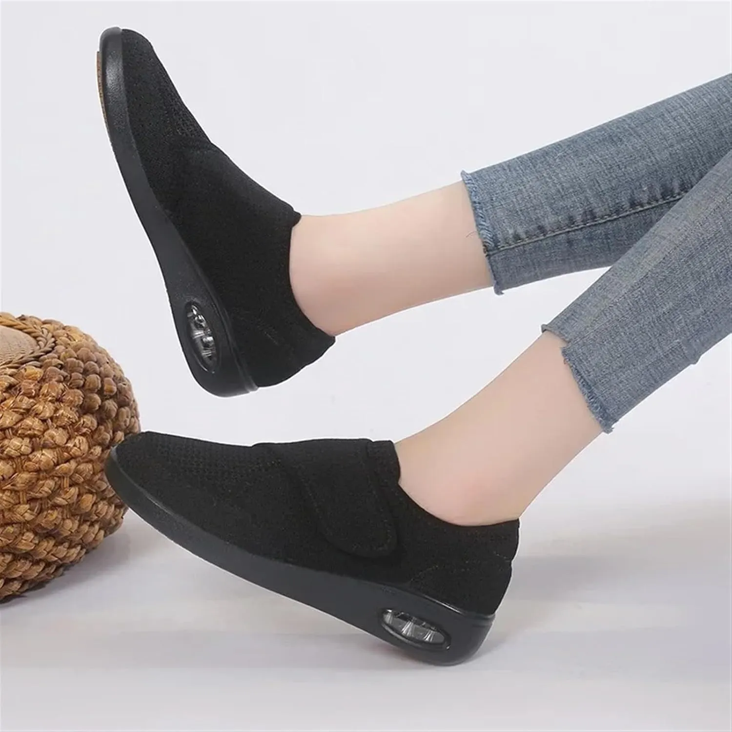 TOSOFT Elderly Womens Lightweight Diabetics Walking Shoes Adjustable Memory Foam Orthopaedic Health Care Flats Sneakers Shoes