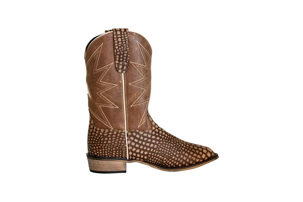 TuffRider Children Bryce Star Embroidered Alligator Printed Square Toe Western Boots