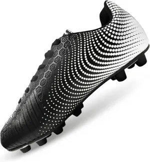 Vizari Stealth Firm Ground Soccer Cleats for Men & Women | Black Adult Football Shoes with Rubber Studs and Durable Synthetic Upper, Size - 6.5-13 (Unisex)