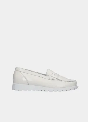 Waldlaufer Trendy Off White Patent Wide Fitting Loafers