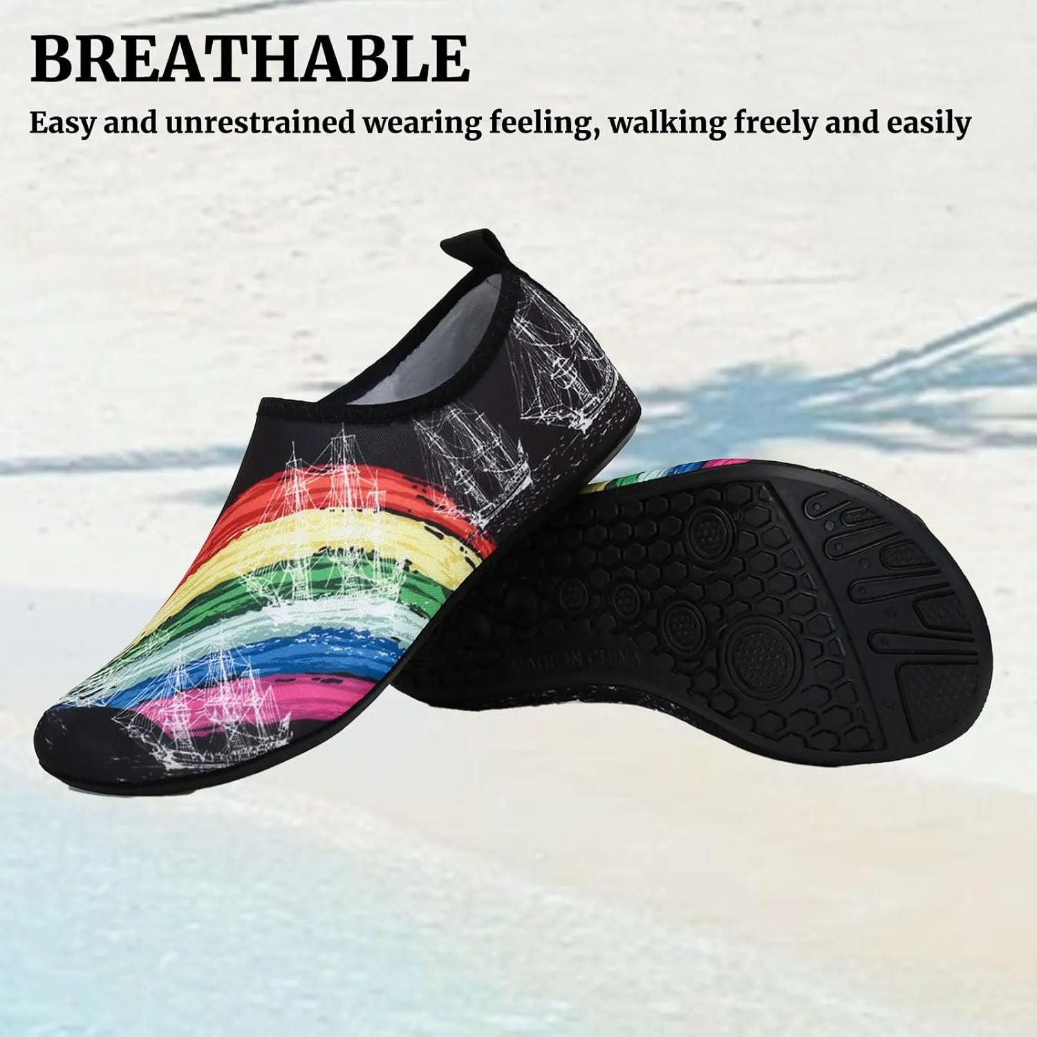Water Proof Shoes for Women Wide Width Water Sports Shoes Barefoot Quick-Dry Aqua Yoga Socks Slip On for Women Barefoot Non-Slip Beach Pool Swimming Diving Surf Aqua Sports Walking Yoga Shoe