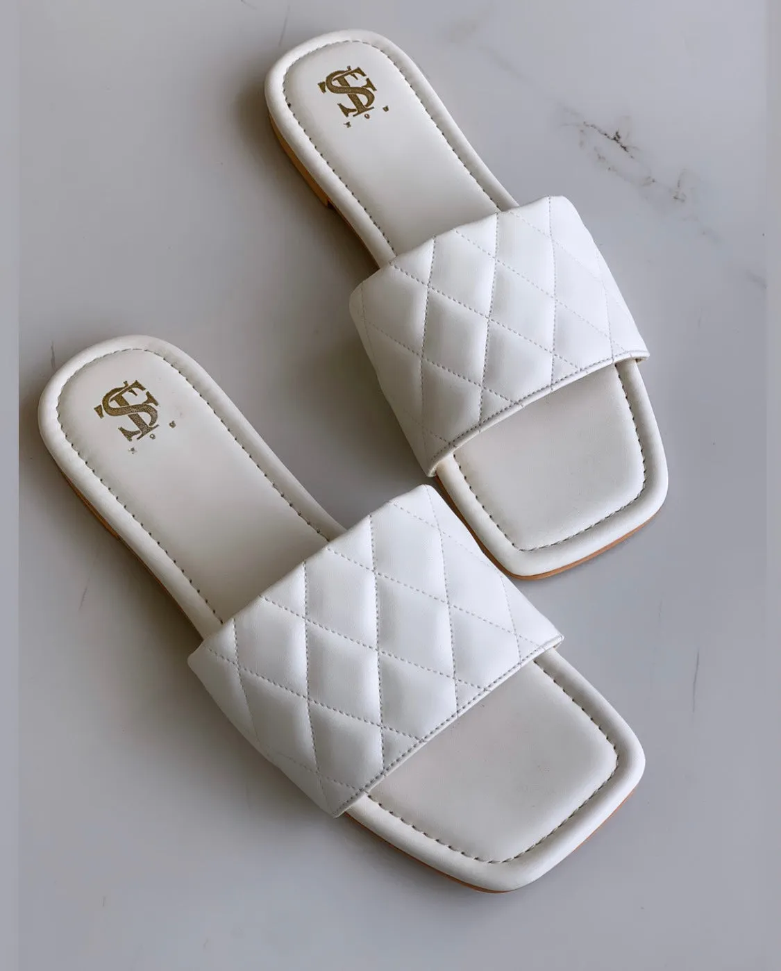 White Cushioned Sliders