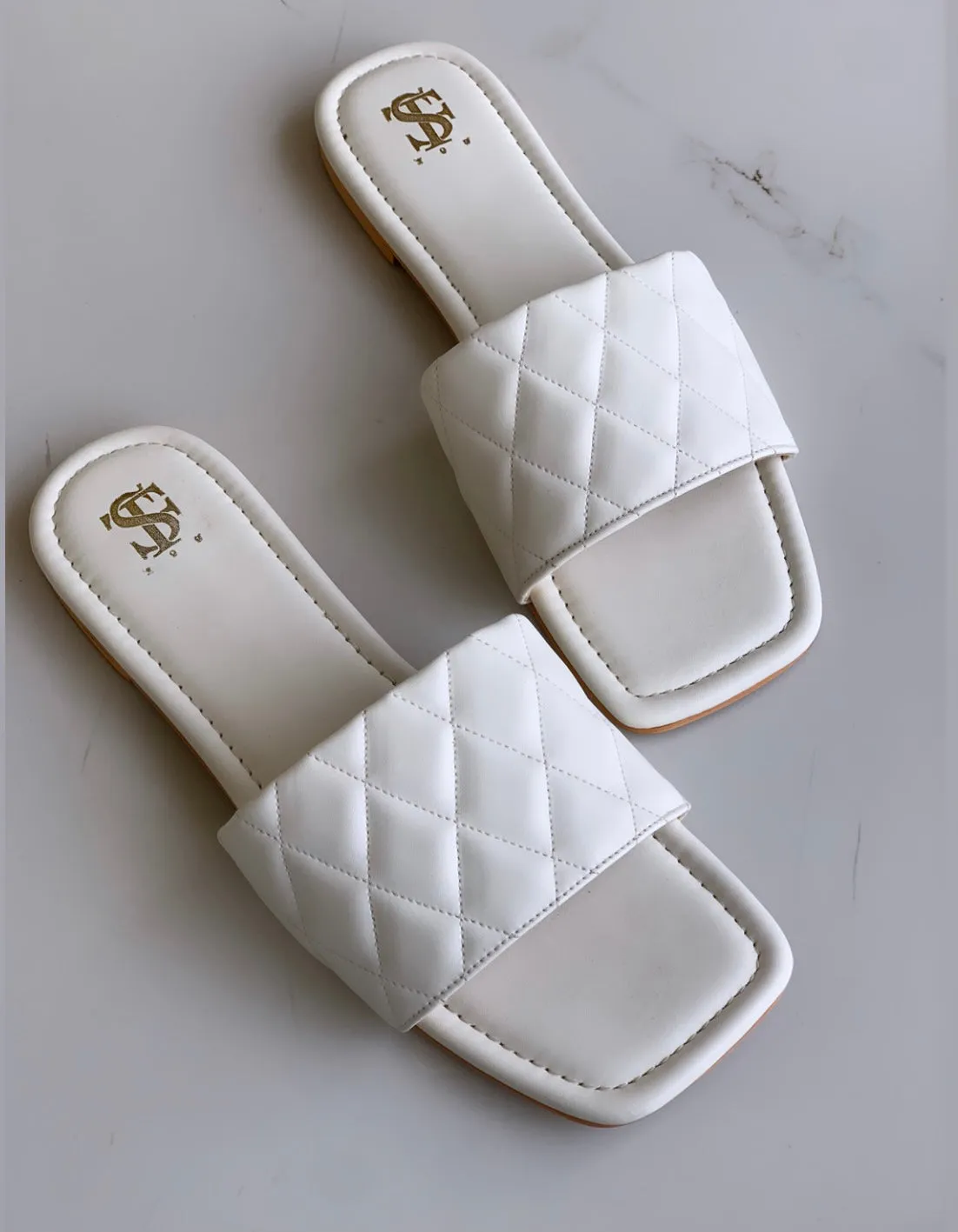 White Cushioned Sliders