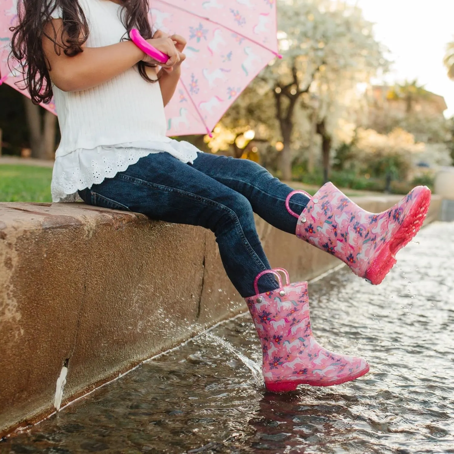 Wildkin Kids Rain Boots  100% Waterproof with Slip-Resistant Tread & Easy Pull Handles
