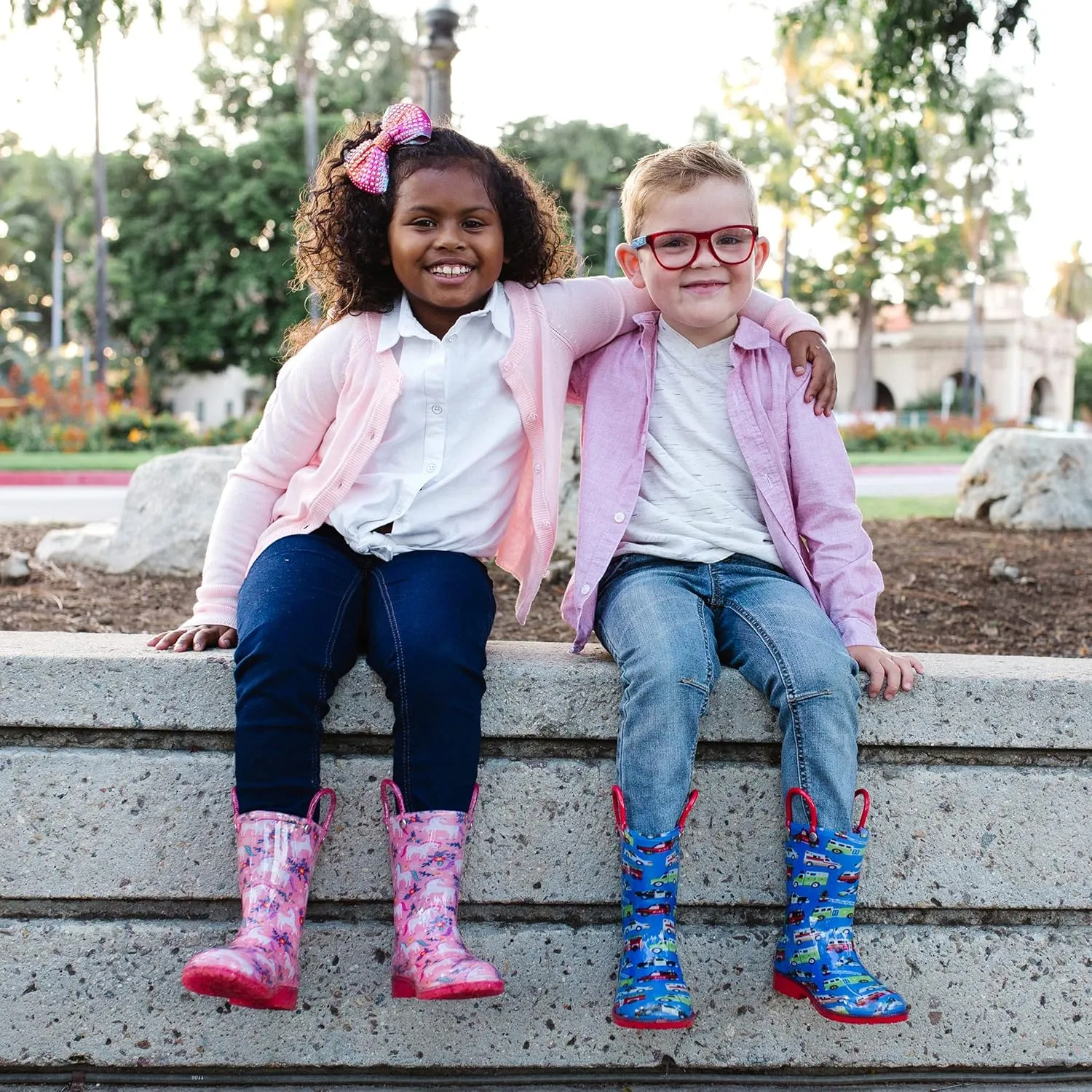 Wildkin Kids Rain Boots  100% Waterproof with Slip-Resistant Tread & Easy Pull Handles