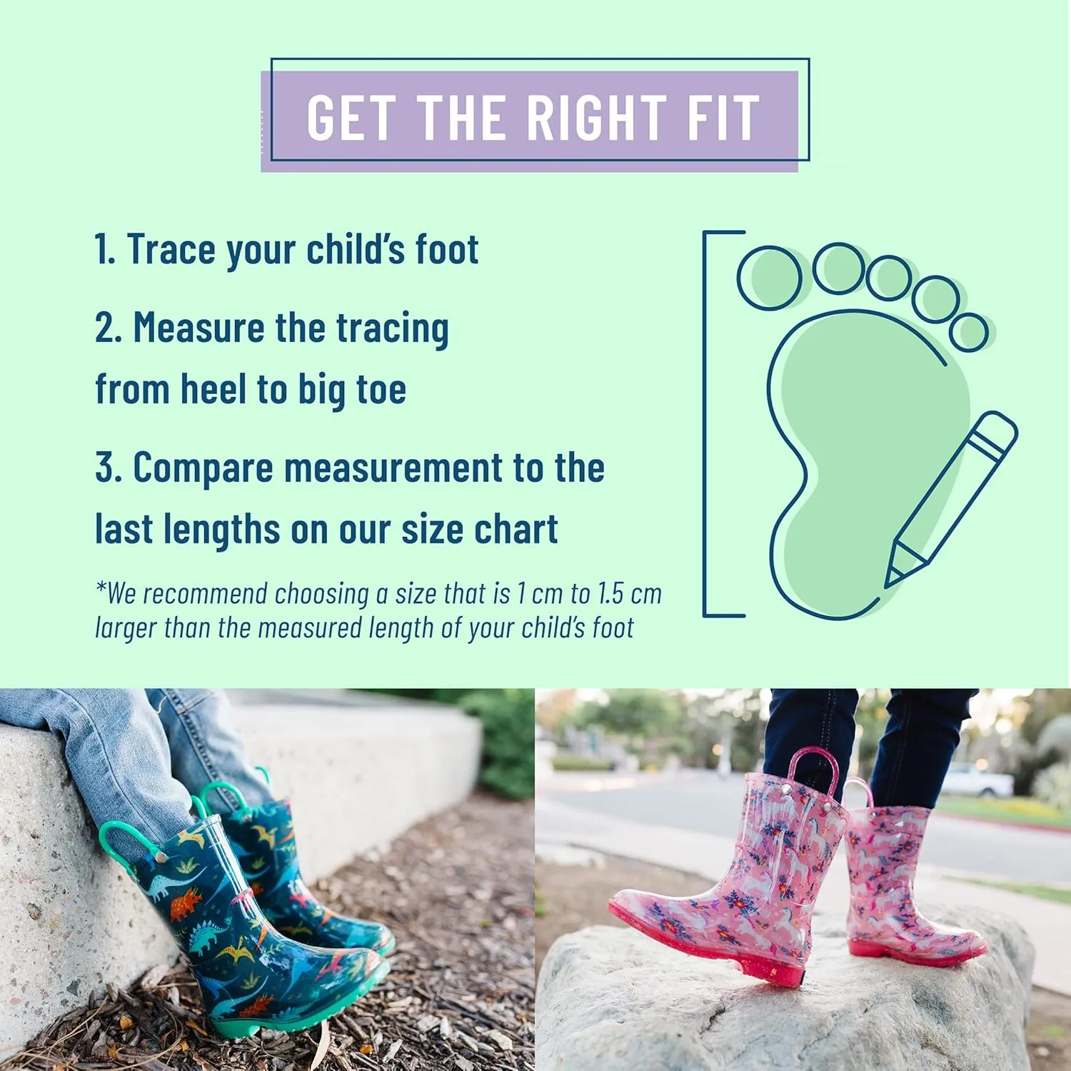Wildkin Kids Rain Boots  100% Waterproof with Slip-Resistant Tread & Easy Pull Handles
