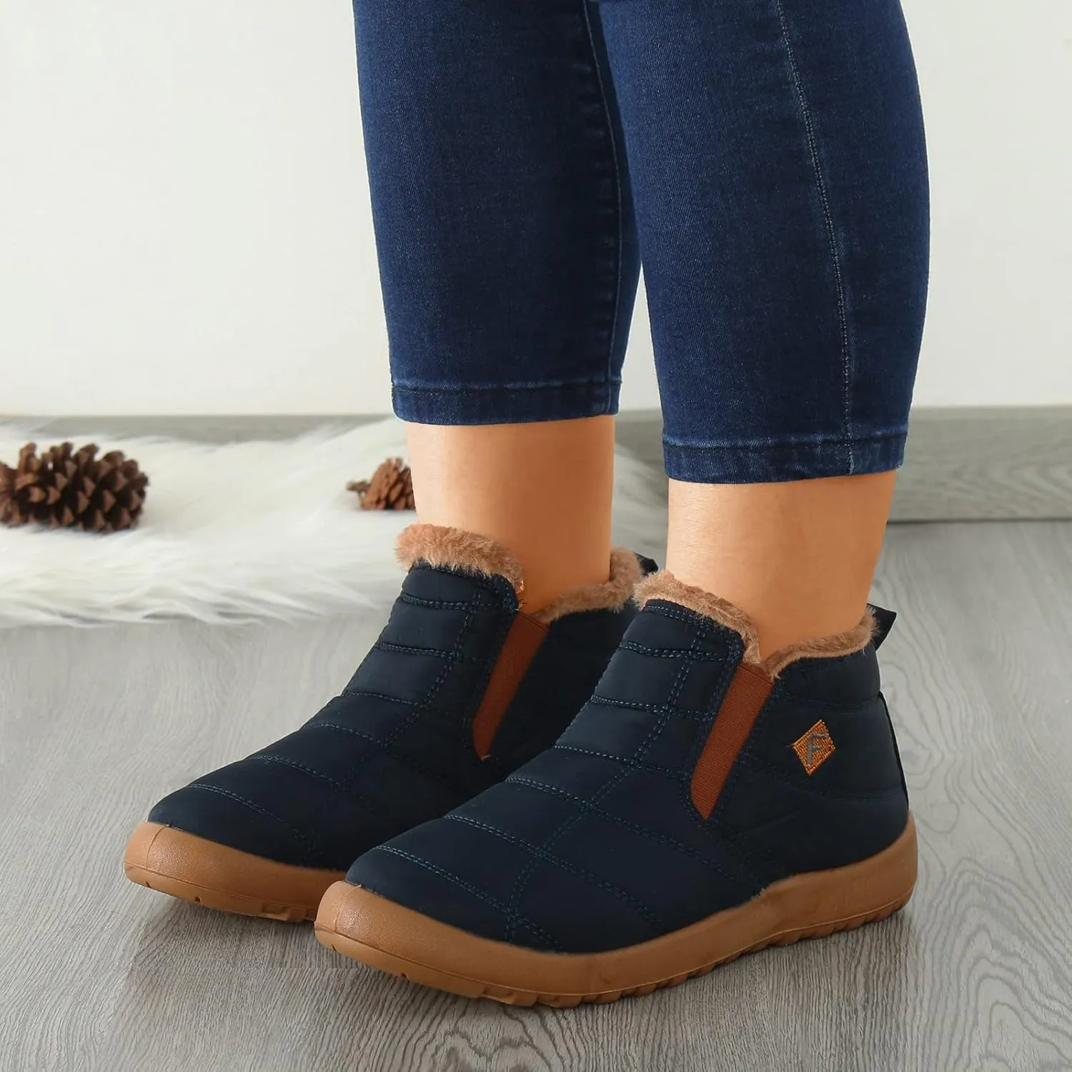 Winter Boots for Women 2023 Trendy Black Womens Winter Boots Black Cute Women's Memory Foam Winter Fur Lined Snow Booties Shoes Boots for Winter Fashion for Women Botas Para Frio De Mujer Talla 4