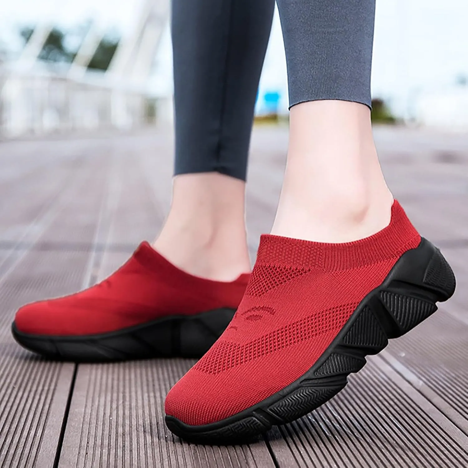 Women Gym Shoes Soft Platform Slip On Breathable Mesh Sneakers Summer Casual Comfortable Non Slip Walking Sport Shoes
