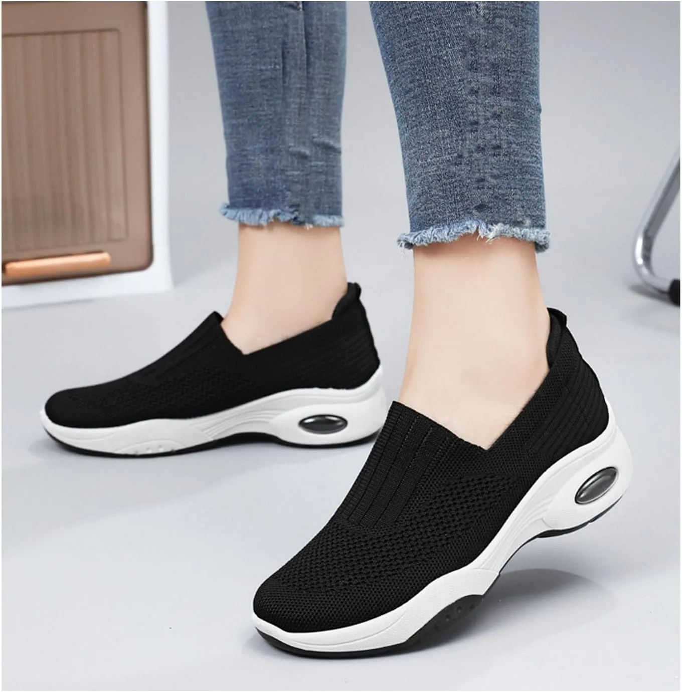 Women Orthopedic Sneakers Slip On Air Cushion Wedge Walking Shoes Arch Support Low Top Shoes Orthopedic Shoes for Women