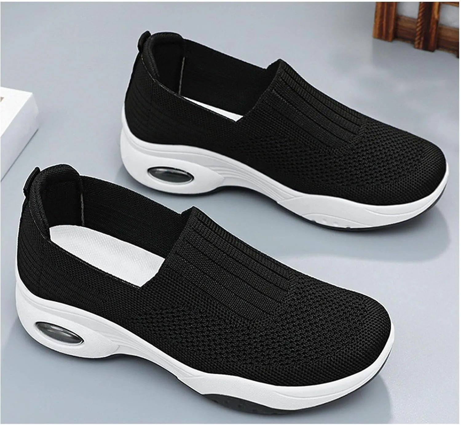 Women Orthopedic Sneakers Slip On Air Cushion Wedge Walking Shoes Arch Support Low Top Shoes Orthopedic Shoes for Women