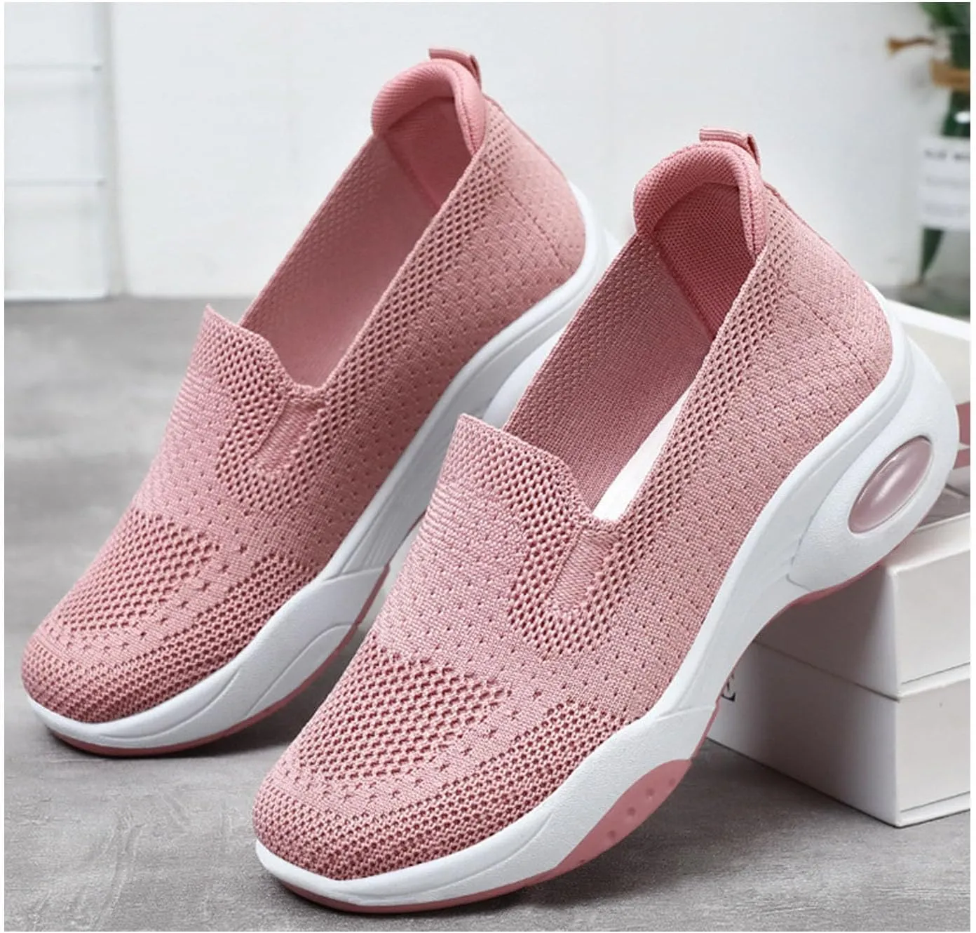 Women Orthopedic Sneakers Slip On Air Cushion Wedge Walking Shoes Arch Support Low Top Shoes Orthopedic Shoes for Women