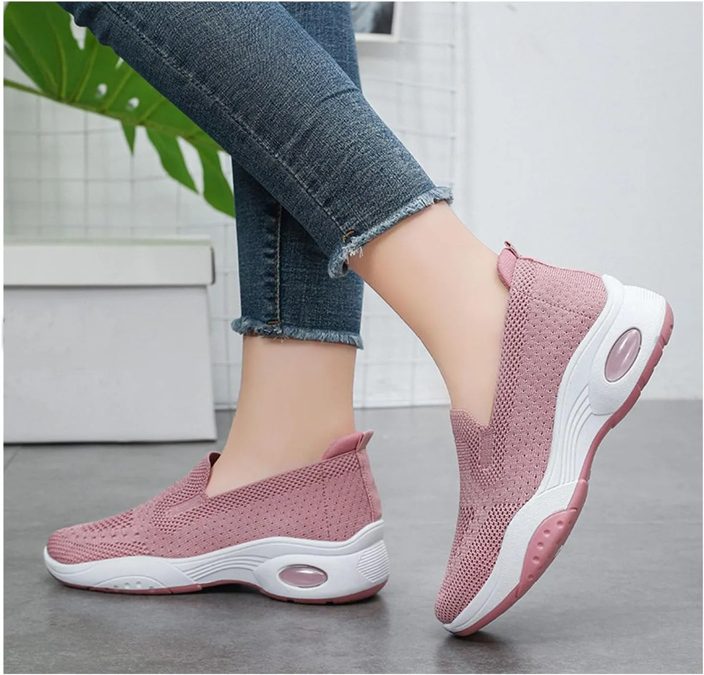 Women Orthopedic Sneakers Slip On Air Cushion Wedge Walking Shoes Arch Support Low Top Shoes Orthopedic Shoes for Women