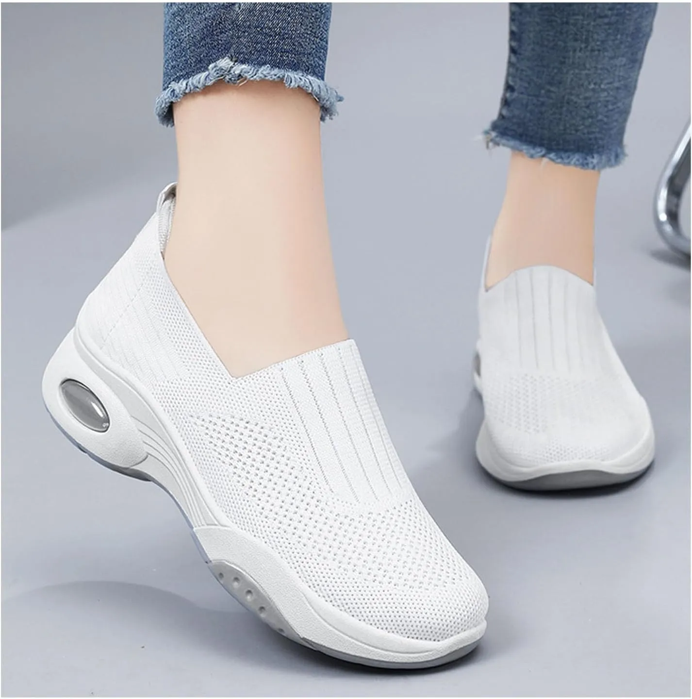 Women Orthopedic Sneakers Slip On Air Cushion Wedge Walking Shoes Arch Support Low Top Shoes Orthopedic Shoes for Women