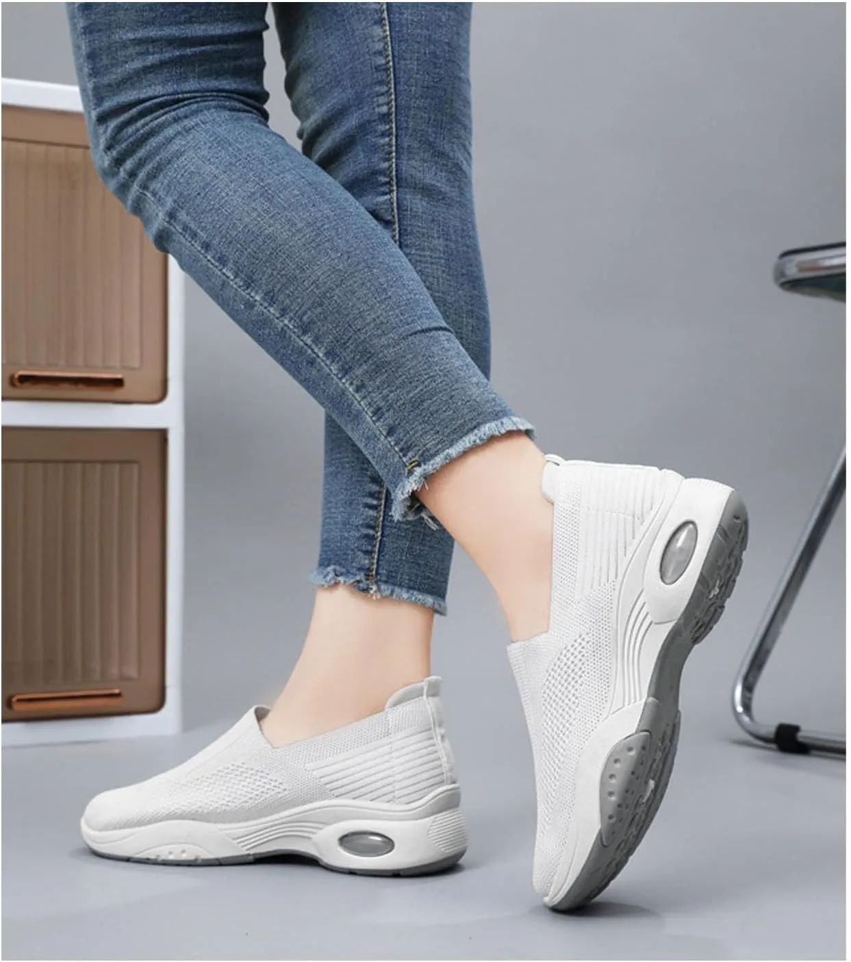 Women Orthopedic Sneakers Slip On Air Cushion Wedge Walking Shoes Arch Support Low Top Shoes Orthopedic Shoes for Women