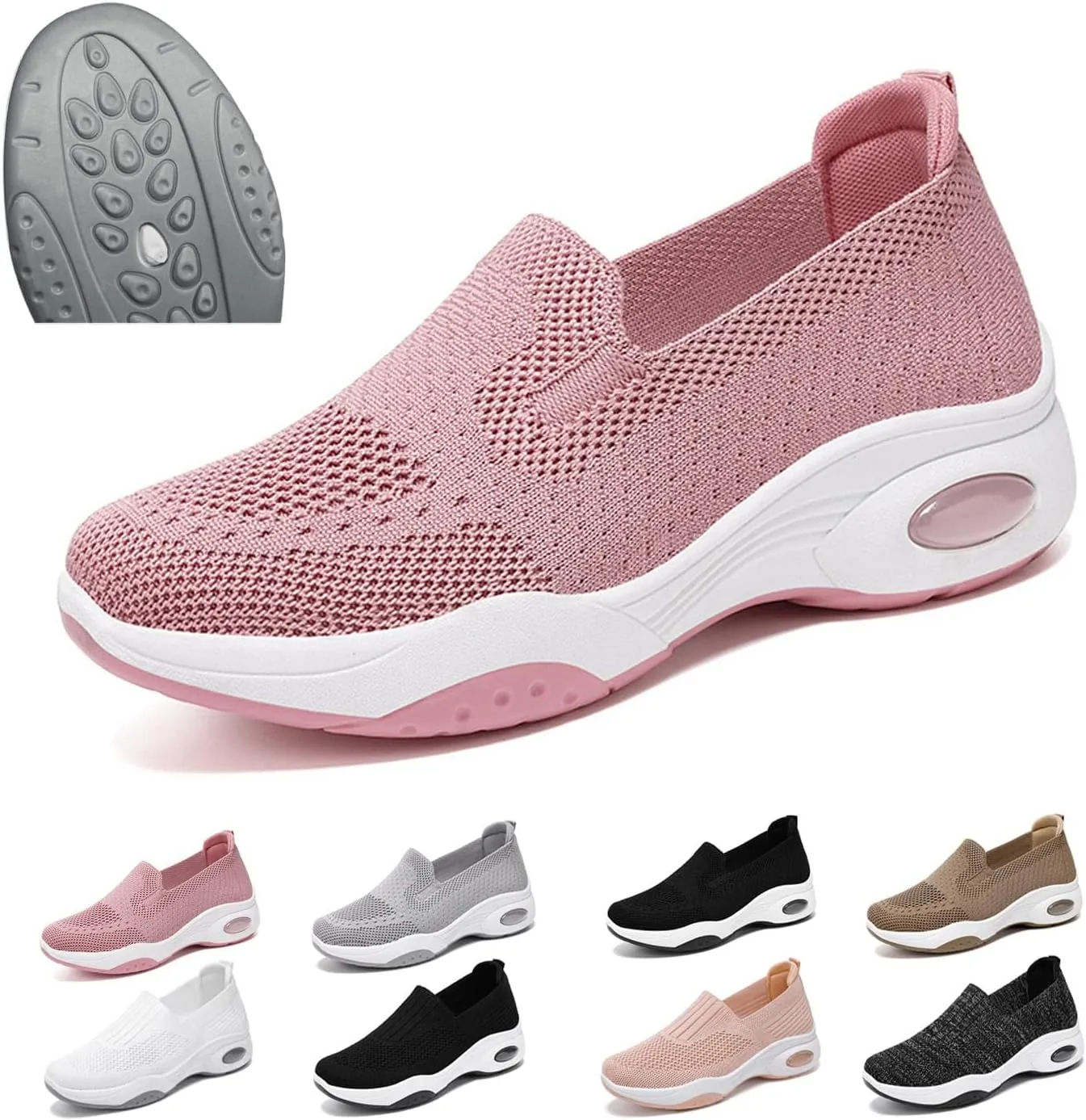Women Orthopedic Sneakers Slip On Air Cushion Wedge Walking Shoes Arch Support Low Top Shoes Orthopedic Shoes for Women