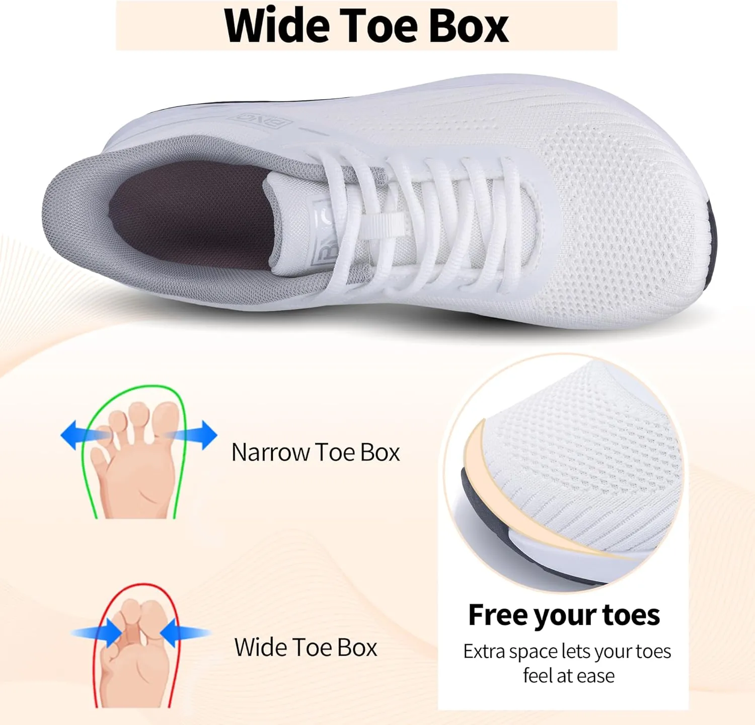 Women Wide Toe Box Shoes Slip On Walking Shoes Air Tennis Sneakers for Swelling Bunion Plantar Fasciitis, Size 6-11
