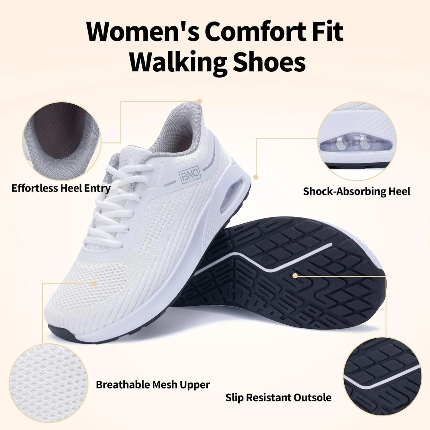 Women Wide Toe Box Shoes Slip On Walking Shoes Air Tennis Sneakers for Swelling Bunion Plantar Fasciitis, Size 6-11