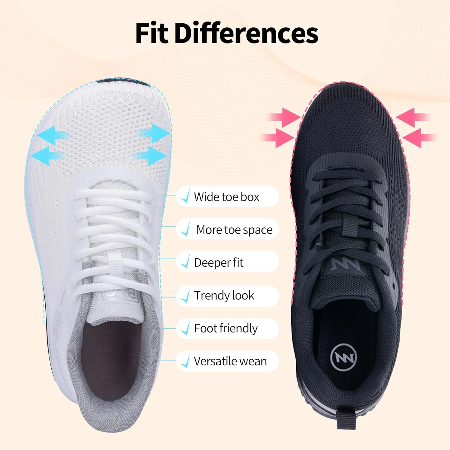 Women Wide Toe Box Shoes Slip On Walking Shoes Air Tennis Sneakers for Swelling Bunion Plantar Fasciitis, Size 6-11