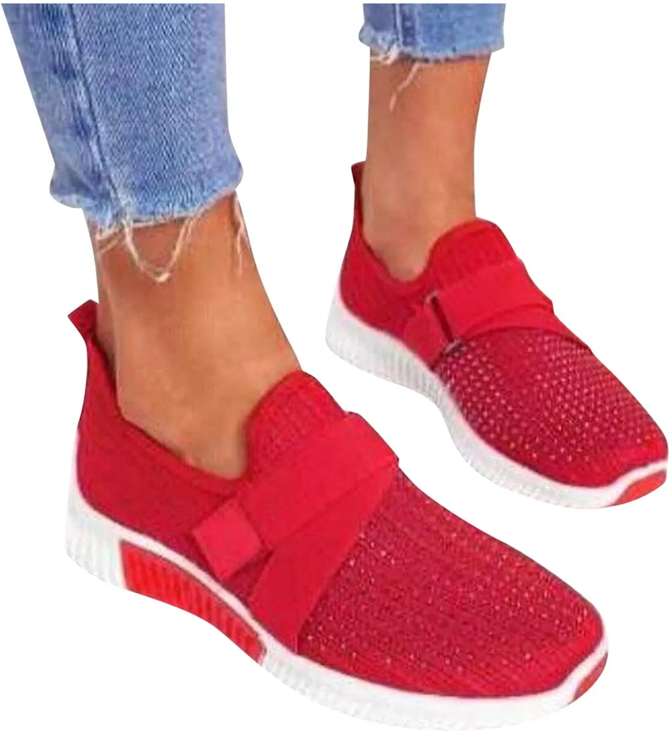 Women's Fashion Sneaker Mesh Slip On Black Non Slip Shoes for Women Comfortable White Running Shoes Men Suede Loafers Women Fashion Sneakers for Women