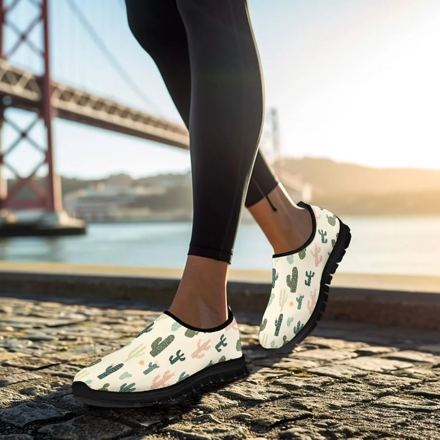 Women's Fashion Sneakers Slip On Walking Loafers Travel ShoesBlack Sole