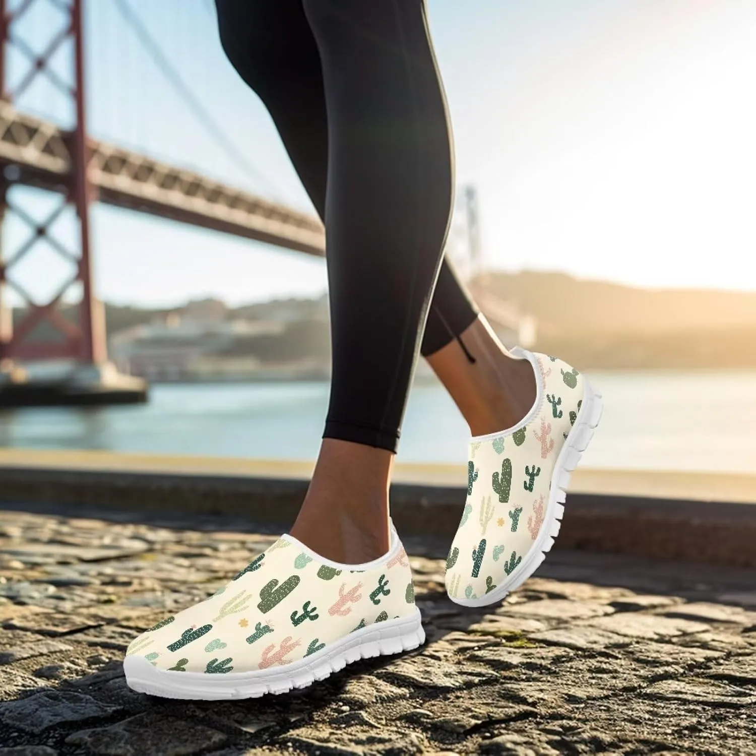 Women's Fashion Sneakers Slip On Walking Loafers Travel ShoesWhite Sole