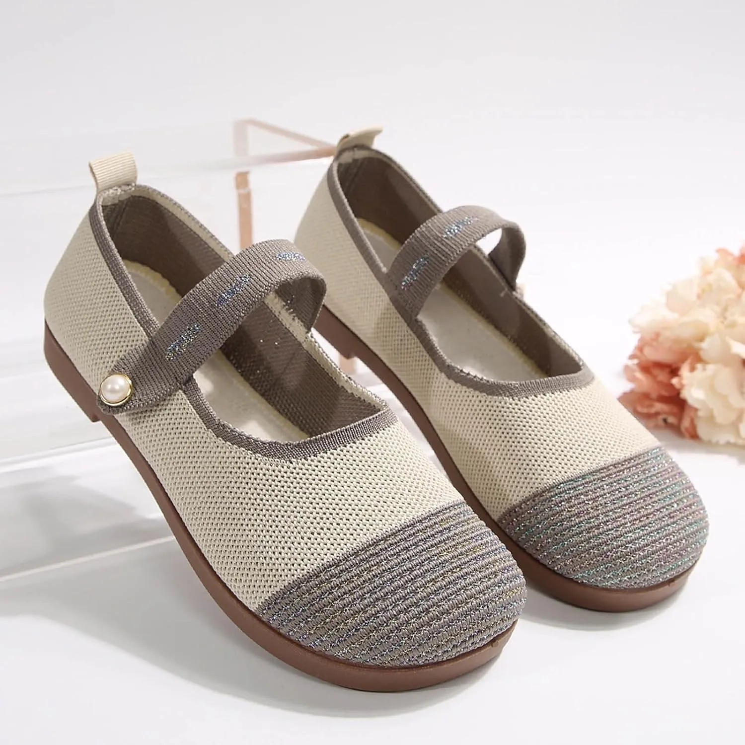 Women's Mary Jane Shoes Ballet with Buckle Strap Soft Work Dress Ballerina Walking Shoes Non Slip Casual Shoes