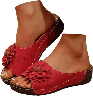 Women's Memory Foam Platform Slides Sandals Breathable Arch Support Walking Shoes, Open-Toe Wedge Beach Sandals with Cushioning