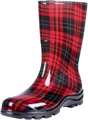 Women's Rain Boots Mid Calf Printed Rubber Waterproof Boots Starry Sky Garden Rain Shoes Anti-Slip Boot