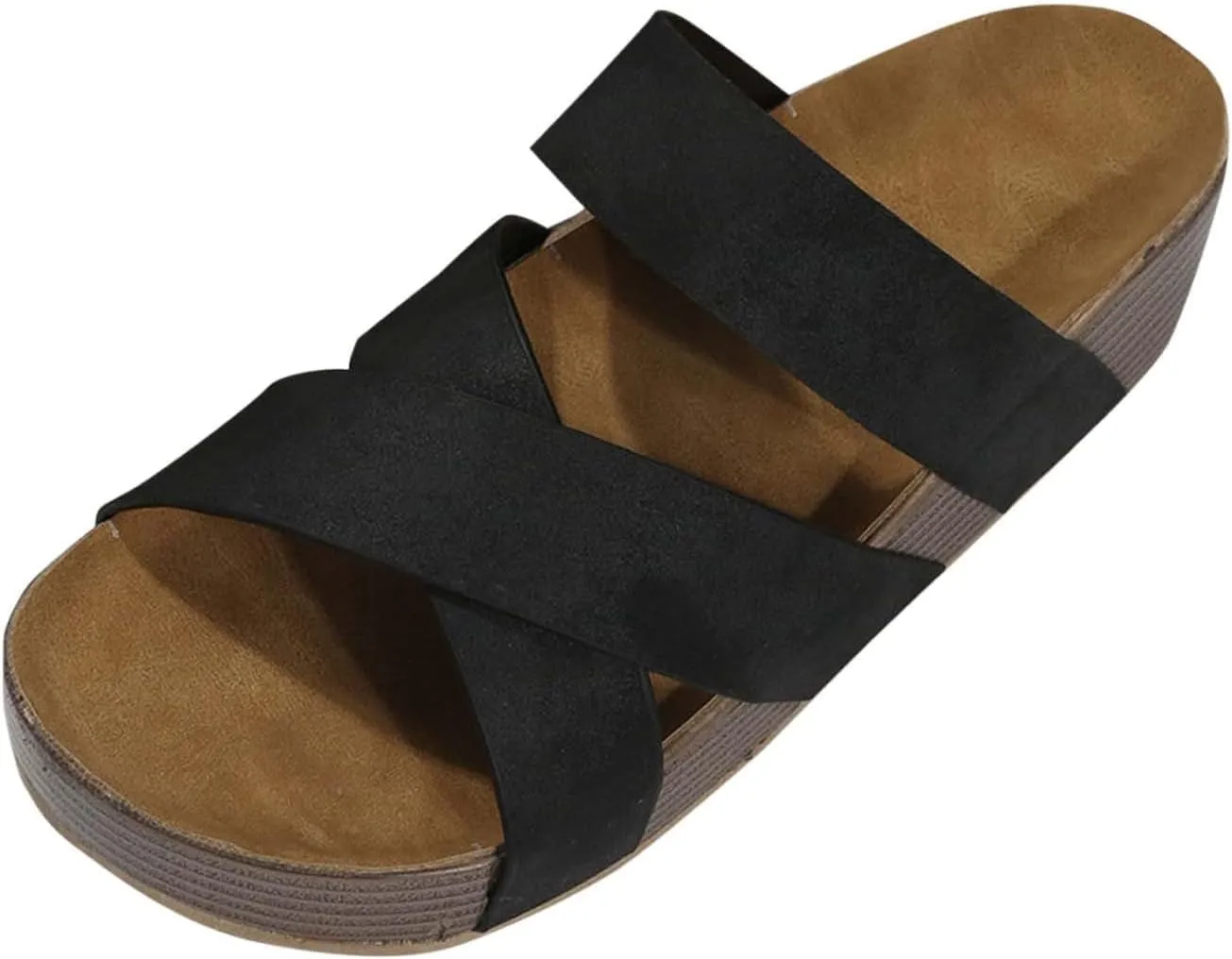 Womens Summer Braided Slide Sandals Crisscross Strap Sandals Platform Wedge Sandal Comfortable Open Toe Slip On Shoes Fashion Casual Hollow Shoes Lightweight Outdoor Slippers
