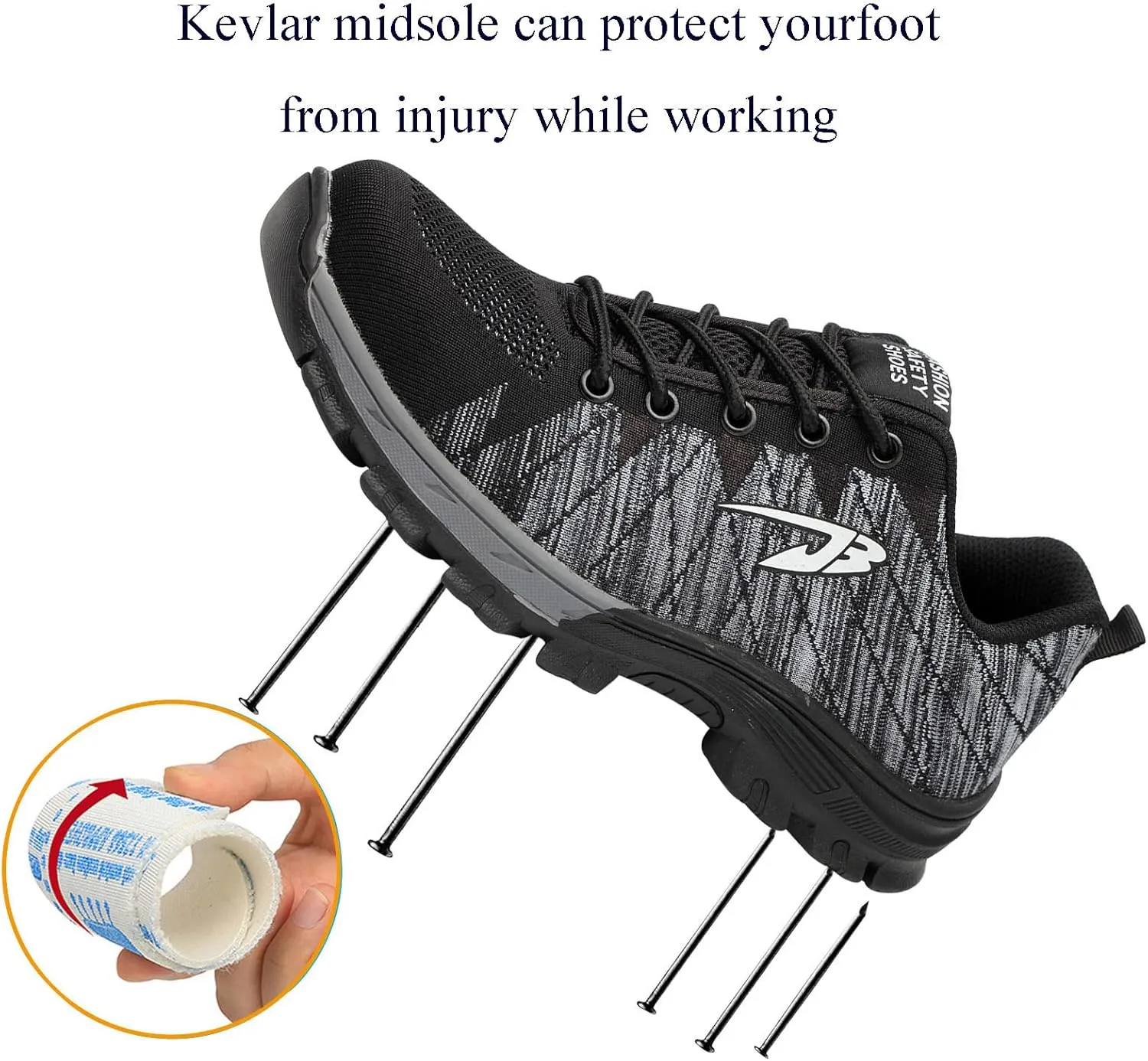 Work Safety Shoes for Men Womens,Lightweight Safety Shoes Slip Resistant Work Sneaker Breathable Puncture Proof Shoes