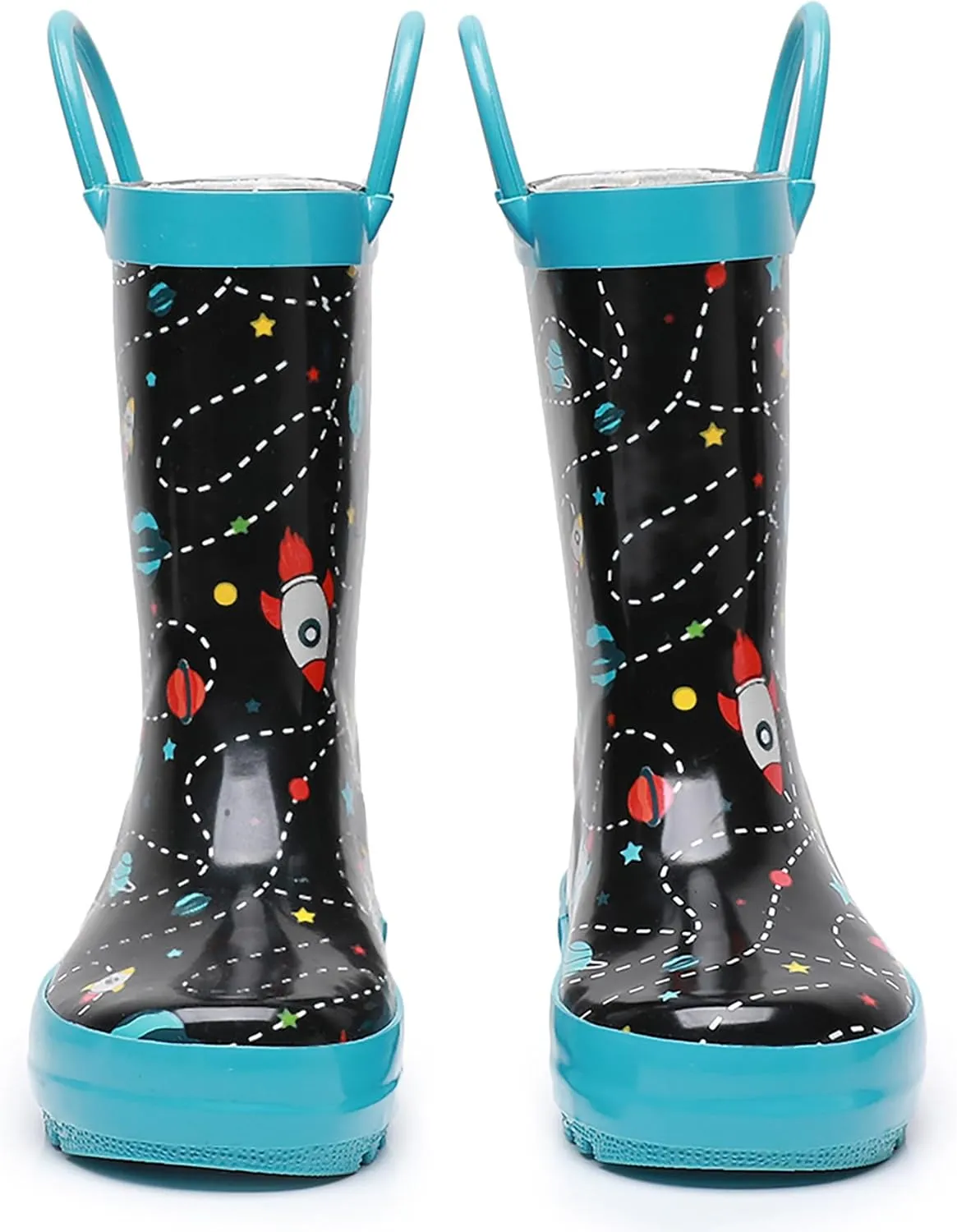 WTW Toddler and Kids Rain Boots Unisex-Child Waterproof Rubber Rain Boots with Easy-On Handles in Fun Patterns for Girls and Boys (Toddler/Little Kid/Big Kid)